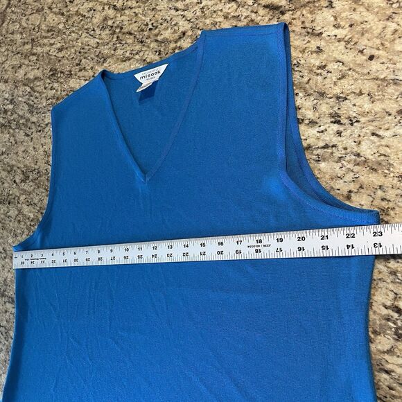 Exclusivel MISOOK Side Slit Vneck Sleeveless Knit Tank Top Blue Sz 2X - Picture 6 of 7